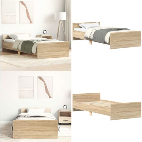 Giroletto senza Materasso Rovere Sonoma 75x190 cm in Truciolato - Letto con testiera - Letto con pediera