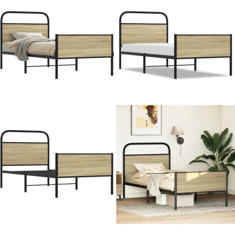 Giroletto senza Materasso Rovere Sonoma 75x190 cm in Truciolato - Letto con testiera - Letto con pediera