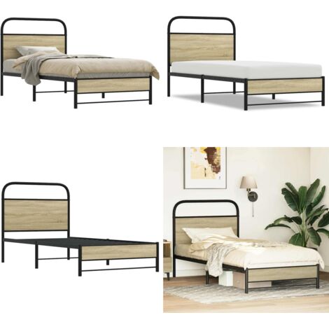 Giroletto senza Materasso Rovere Sonoma 75x190 cm in Truciolato - Letto con testiera - Letto in truciolato