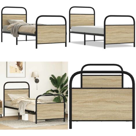Giroletto senza Materasso Rovere Sonoma 80x200 cm in Truciolato - Letto con testiera - Letto con pediera