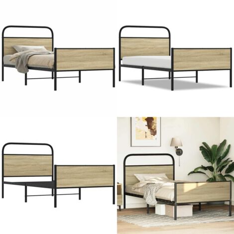 Giroletto senza Materasso Rovere Sonoma 90x190 cm in Truciolato - Letto con testiera - Letto con pediera