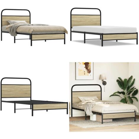 Giroletto senza Materasso Rovere Sonoma 90x190 cm in Truciolato - Letto con testiera - Letto in truciolato