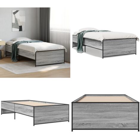 Giroletto senza Materasso Rovere Sonoma 90x190 cm - Letto con gambe in metallo - Letto con doghe in compensato