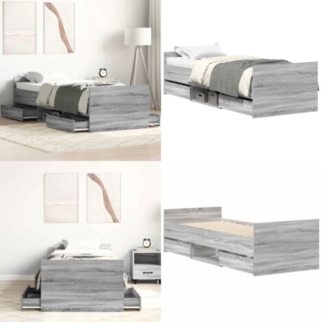 Giroletto senza Materasso Rovere Sonoma 90x190 cm - Letto con testiera - Letto con pediera