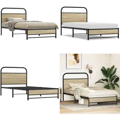 Giroletto senza Materasso Rovere Sonoma 90x200 cm in Truciolato - Giroletto con testiera - Giroletto senza materasso