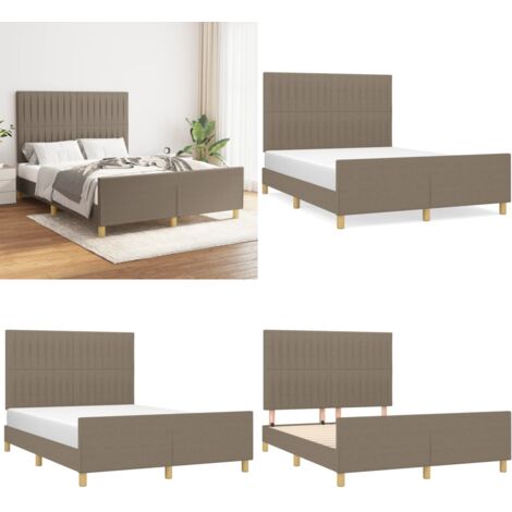 Giroletto senza Materasso Tortora 140x190 cm in Tessuto - Letto con testiera - Testiera per letto