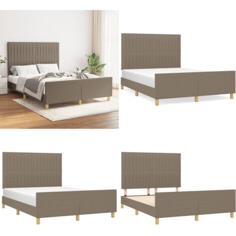 Giroletto senza Materasso Tortora 140x200 cm in Tessuto - Letto con testiera - Testiera per letto