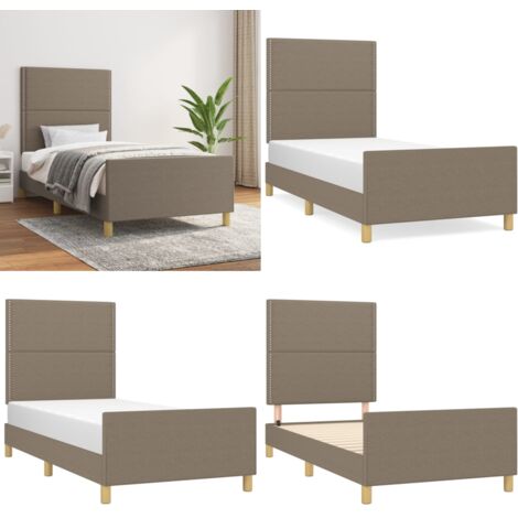 Giroletto senza Materasso Tortora 90x200 cm Tessuto - Testiera per letto - Letto con testiera
