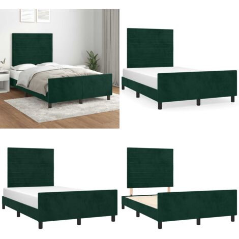 Giroletto senza Materasso Verde Scuro 120x200 cm in Velluto - Letto con testiera - Testiera per letto