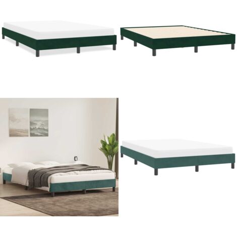 Giroletto senza Materasso Verde Scuro 160x210 cm in Velluto - Letto con base a doghe - Letto con gambe stabili