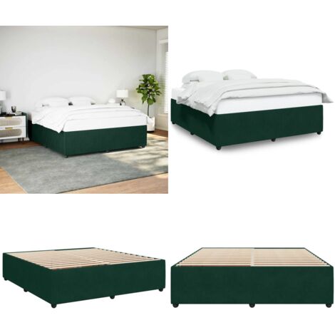 Giroletto senza Materasso Verde Scuro 180x200 cm in Velluto - Letto con doghe - Letto con piedi in legno