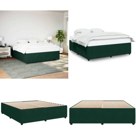 Giroletto senza Materasso Verde Scuro 200x200 cm in Velluto - Letto con doghe - Letto con piedi in legno