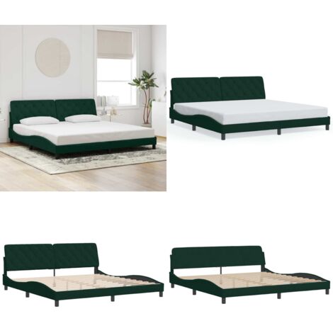 Giroletto senza Materasso Verde Scuro 200x200 cm in Velluto - Materasso - Letto con testiera
