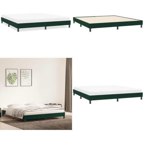 Giroletto senza Materasso Verde Scuro 200x220 cm in Velluto - Letto con base a doghe - Letto con gambe stabili