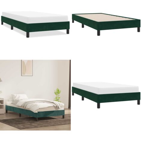 Giroletto senza Materasso Verde Scuro 80x220 cm in Velluto - Letto con base a doghe - Letto con gambe stabili