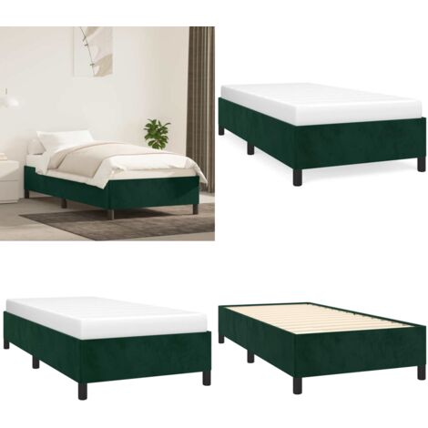 Giroletto senza Materasso Verde Scuro 90x200 cm in Velluto - Letto con gambe - Letto con doghe in compensato