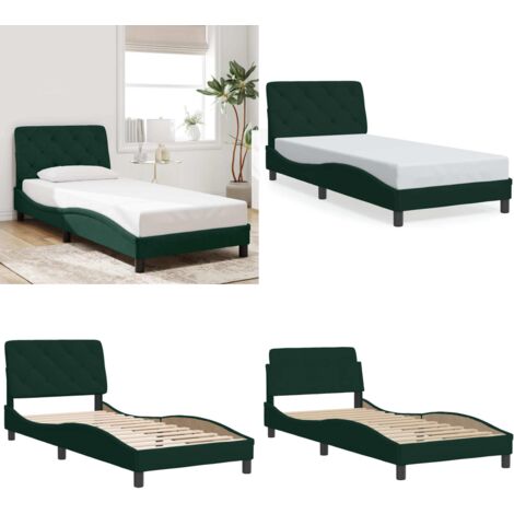 Giroletto senza Materasso Verde Scuro 90x200 cm in Velluto - Materasso - Letto con testiera