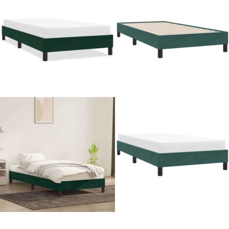Giroletto senza Materasso Verde Scuro 90x220 cm in Velluto - Letto con base a doghe - Letto con gambe stabili