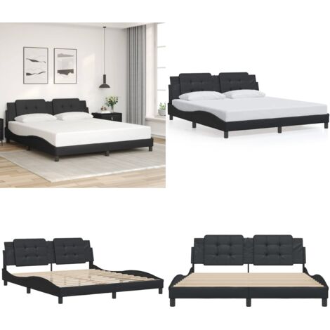 Giroletto senza Materasso Zadar Nero 180x200 cm in Similpelle - Letto con testiera - Materasso