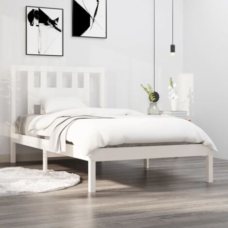 Letto Singolo In Legno Bianco Con Filo Azzurro In Stile Decorato