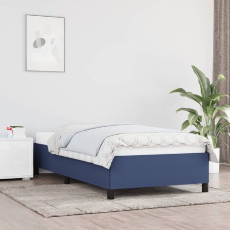 Letto 80x210cm singolo con giroletto imbottito in microfibra blu LIT35