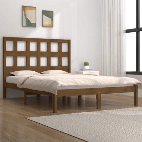 Giroletto Struttura Letto - Letto per adulti Miele in Legno Massello di Pino 200x200 cm BV541471 - BonneVie