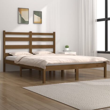 Giroletto Struttura Letto - Letto per adulti Miele in Legno Massello di Pino 200x200 cm BV850962 - BonneVie