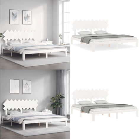 Giroletto Testiera Bianco Super King Size in Legno Massello - Testiera in legno - Letto in legno massello