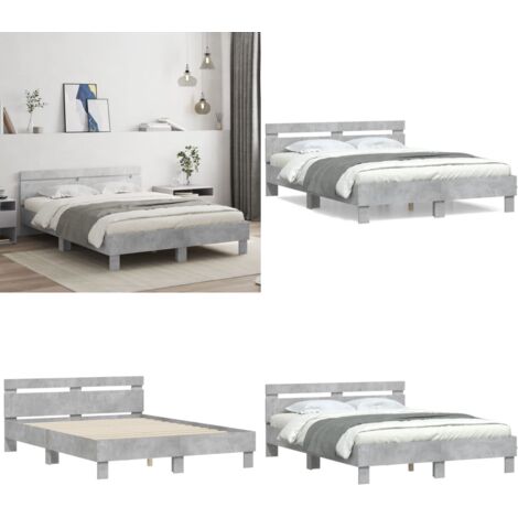 Giroletto Testiera Grigio Cemento 140x200 cm Legno Multistrato - Testiera letto - Letto con testiera in legno