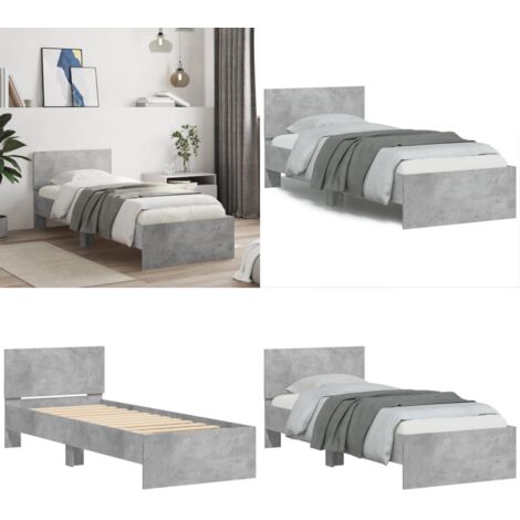 Giroletto Testiera Grigio Cemento 90x200 cm Legno Multistrato - Letto con testiera - Testiera in legno