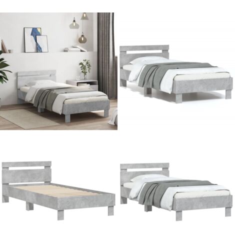 Giroletto Testiera Grigio Cemento 90x200 cm Legno Multistrato - Letto con testiera - Testiera in legno
