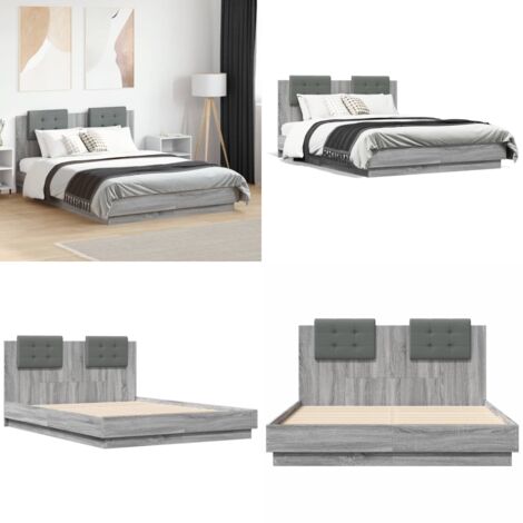 Giroletto Testiera Grigio Sonoma 120x190 cm Legno Multistrato - Letto con testiera - Letto in legno