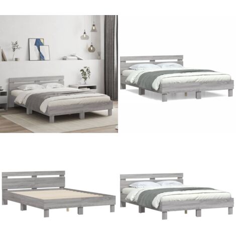 Giroletto Testiera Grigio Sonoma 140x190 cm Legno Multistrato - Testiera letto - Letto con testiera in legno