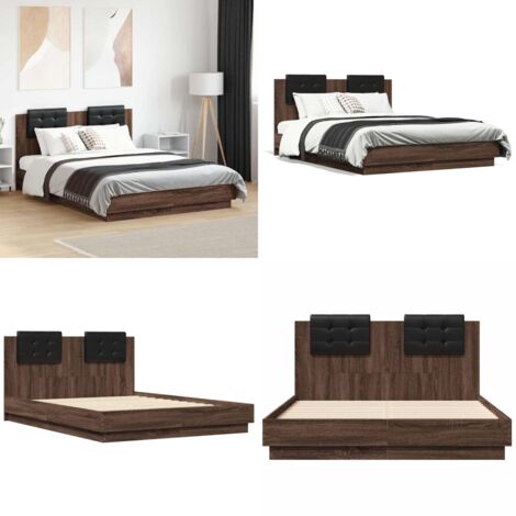 Giroletto Testiera Rovere Marrone 120x190 cm Legno Multistrato - Letto con testiera - Letto in legno