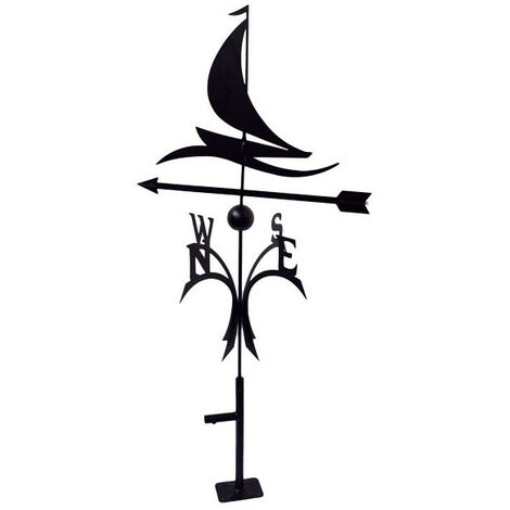 Girouette Bateau en fer forgé grand modèle sur roulements à billes + support Universel