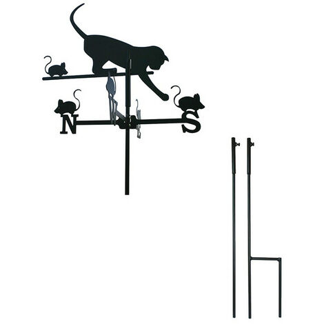 Girouette Chat petit modèle + Mât à planter