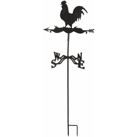 Girouette Coq Métal à planter ou à fixer. Noir. Marque : Esschert Design. Réf. : WV19 - Noir
