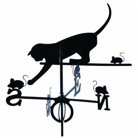 Girouette de jardin chat et souris en fer forgé 100 cm – Découpe au laser – Peinture époxy haute température – Outils Et Nature