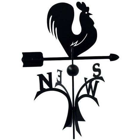 Girouette de jardin coq en acier forgé – Mât sur roulement à billes – Hauteur 100.5 cm – Peinture epoxy haute température – Outils Et Nature