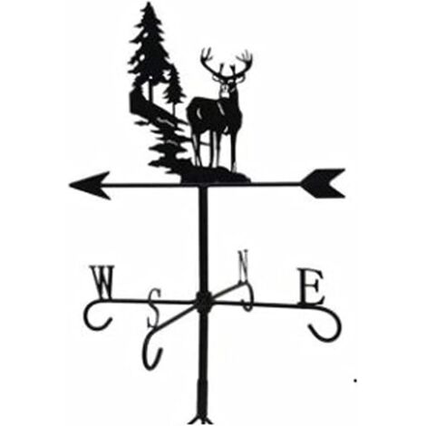 Girouette de jardin en fer sur le toit, girouette de jardin en fer de cerf de forêt de jardin, indicateur de direction du vent extérieur, toit, jardin, montagne, décoration de cour