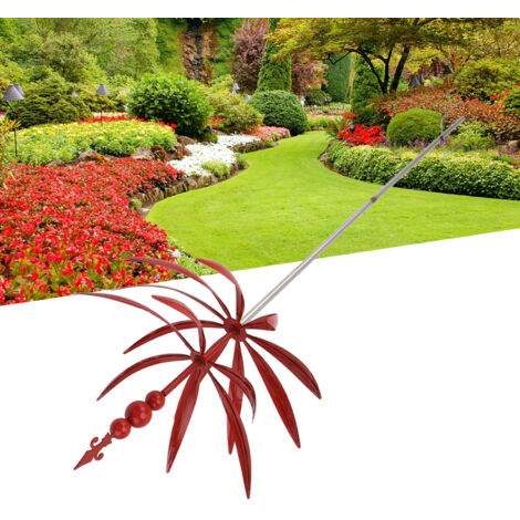Girouette de jardin - Sculpture vent métal résistante rouge décor patio - Girouette décorative pour jardin et terrasse - Spinner vent résistant fer couleur rouge - Girouette rotative durable extérieur