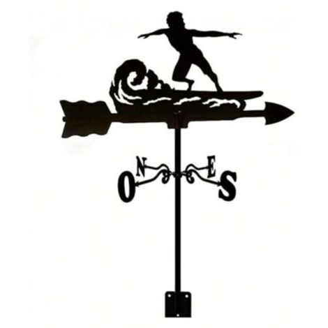 Girouette de surf pour jardin extérieur, support métallique en fer forgé