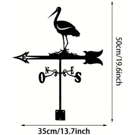 Girouette décorative en forme de grue, installée sur le toit, utilisée comme girouette extérieure pour le jardin