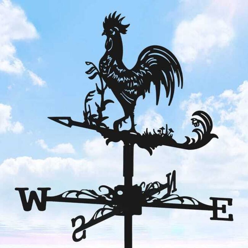 Girouette en acier inoxydable - Coq - Girouette en métal - Indicateur de direction du vent - Pour toit extérieur, jardin, cour, ferme, décoration