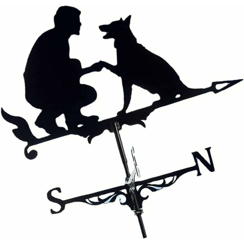 Girouette En Métal Homme Chien Girouette Décorative Jardin Cour Indicateur De Direction Du Vent Toit Jardin Vitesse Du Vent Spinner Décorations Pour