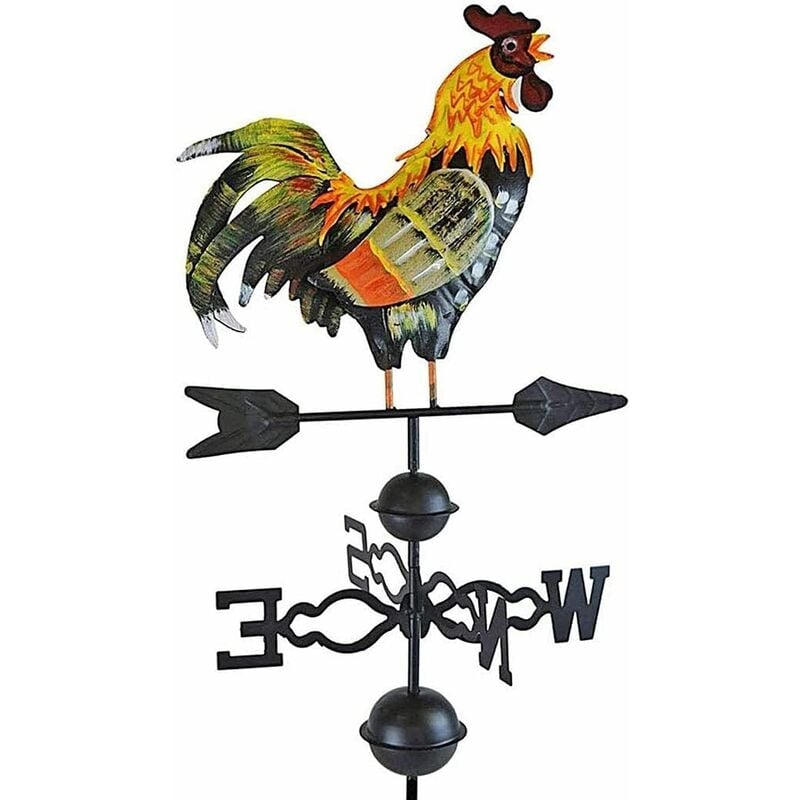 Girouette - Indicateur de direction du vent avec coq coloré et girouette décorative Indicateur de direction du vent pour montage sur toit pour