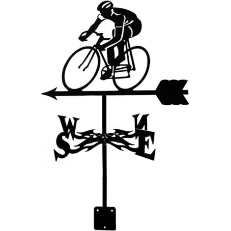 Girouette Montage Toiture - Indicateur de Vent Cycliste Piquet Jardin -