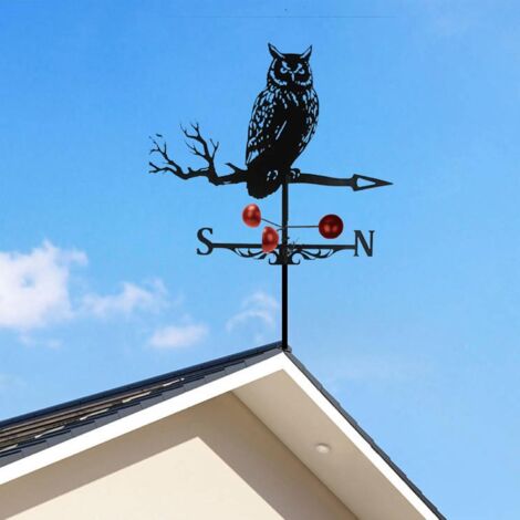 Girouette Rétro en Métal, 13x22 Pouce Girouette de Jardin Exterieur, Design de Coq Indicateur de Direction du Vent, pour Jardin et Ferme Deco Toit Exterieur (Hibou)