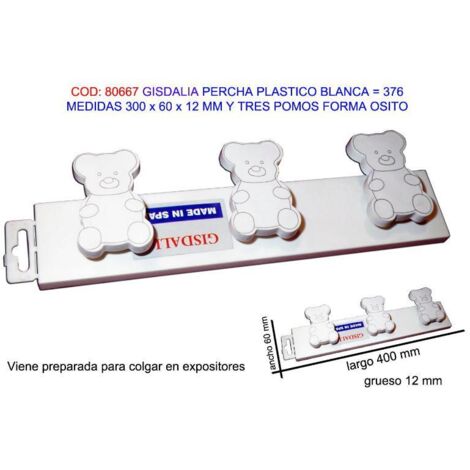 gisdalia finstock percha plast osito 300x60x12mm 3 pomos 376