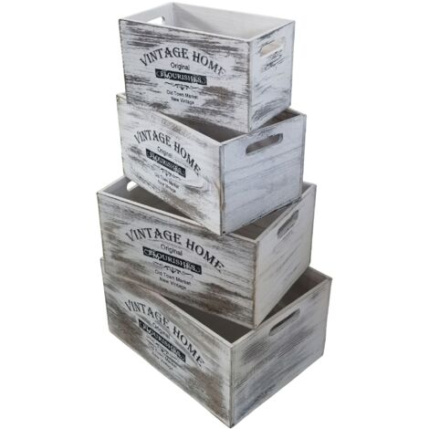 GISELA - set di 4 cassette in legno